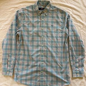 Vineyard Vines Boy’s Performance Shirt Size 18 (XL) Plaid - Blue, Pink and Green